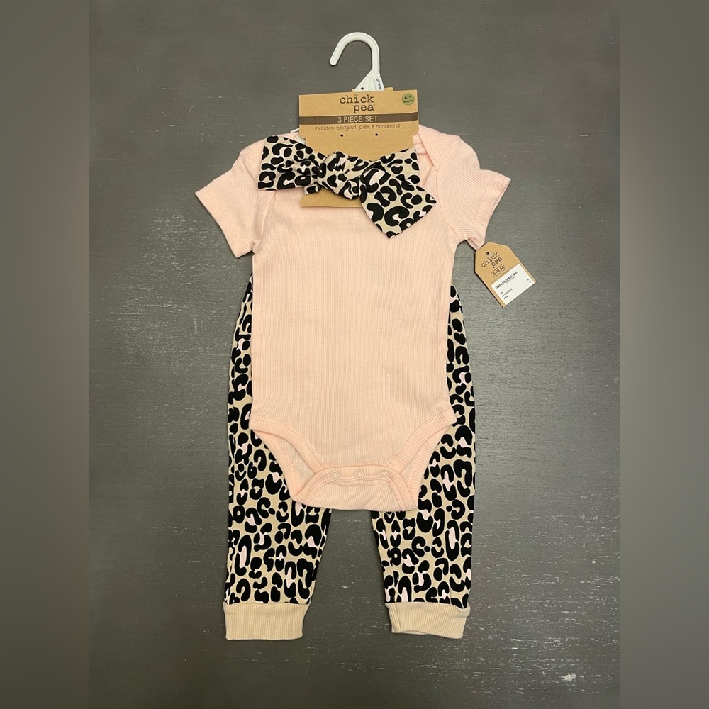 Chick Pea Pink Leopard Print Baby Outfit Set